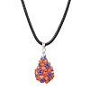 Glass Seed Beaded Teardrop Pendant Necklaces NJEW-MZ00069-01-2