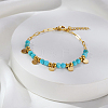 Stainless Steel Flat Round Charm Bracelets KM5058-2-1