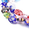 Flat Round Handmade Millefiori Glass Beads Strands LK-R004-62-3