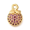Brass Micro Pave Clear Cubic Zirconia Pendants KK-U065-05B-G-1