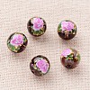 Flower Picture Printed Glass Round Beads GLAA-J088-10mm-A08-1