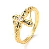 Brass Micro Pave Cubic Zirconia Finger Rings for Women RJEW-K261-11G-3
