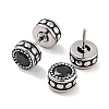 Flat Round 316 Surgical Stainless Steel Pave Black Cubic Zirconia Ear False Plugs for Women Men EJEW-Z050-43AS-2