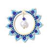 Glass Seed Beaded Sun Pendants PALLOY-MZ00857-01-1