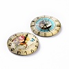 Clock Printed Glass Cabochons GGLA-A002-20mm-YY-3