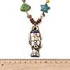 Ceramic Fish Pendant Adjustable Waxed Cord Necklaces for Women NJEW-B146-05-5