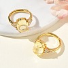 Brass Micro Pave Cubic Zirconia with Synthetic Lemon Quartz Cuff Open Rings RJEW-T035-01G-A-1