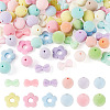 75Pcs 5 Styles Flocking Acrylic Beads OACR-TA0005-01-1