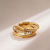 Brass Micro Pave Cubic Zirconia Finger Rings FS-WG6545E-23-1