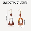 2 Pairs 2 Color Resin & Walnut Wood Trapezoid Dangle Earrings EJEW-SW00014-04-2