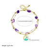 304 Stainless Steel & Plastic Pearl & Nuggets Natural Amethyst Double Layer Dolphin Charm Anklets FS-WGF7C82-01-2