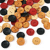 60Pcs 5 Styles Spray Painted Natural Wood Buttons WOOD-TA0002-91-3