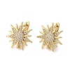 Sun Shape Clear Cubic Zirconia Hoop Earring EJEW-C002-10G-RS-4