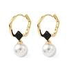 Round Brass Glass Leverback Earrings EJEW-Z152-04G-4