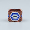 Adjustable Bohemian Style 304 Stainless Steel and Glass Seed Beads Cuff Rings FS-WG09053-04-1