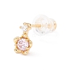 Pink Cubic Zirconia Sakura Stud Earrings for Women LS-EJEW-A065-05G-1