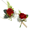 CRASPIRE 2Pcs 2 Style Silk Cloth Imitation Rose Corsage Boutonniere AJEW-CP0001-61C-1