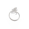 304 Stainless Steel Snake Wide Open Cuff Ring for Women X-RJEW-S405-160P-2