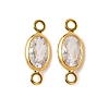 Brass Pave Clear Cubic Zirconia Connector Charms KK-Z121-06G-04-1