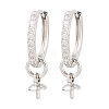 Brass Micro Pave Clear Cubic Zirconia Huggie Hoop Earring Findings KK-Z158-03P-1