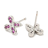 Rack Plating Brass Micro Pave Clear Cubic Zirconia Stud Earrings EJEW-N055-02P-02-RS-2