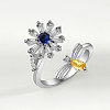 Brass Micro Pave Cubic Zirconia Rotating Cuff Rings for Women FS-WG7CCCF-17-1