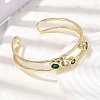 Flat Round Brass Micro Pave Cubic Zirconia Double Layer Cuff Bangles for Women BJEW-K274-16G-3