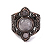Natural Rose Quartz Retro Finger Rings RJEW-B067-01R-18-2