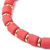 4Pcs Polymer Clay Column Beaded Stretch Bracelets Sets for Women BJEW-JB10998-4