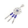 Woven Net/Web with Feather Tibetan Style Alloy Pendant Decorations HJEW-TAC0018-01-1