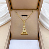 Brass Micro Pave Clear Cubic Zirconia Eiffel Tower Love Pendant Necklaces FS-WG3E8D3-01-2
