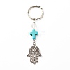 Natural Quartz Crystal Beads and Synthetic Turquoise beads Keychain KEYC-JKC00267-05-1