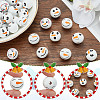 60Pcs 6 Styles Round Christmas Snowman Print Wood European Beads WOOD-PH0003-05-4