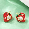 Brass Micro Pave Clear Cubic Zirconia Stud Earrings EJEW-F895-27B-01G-1