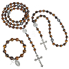 3Pcs Synthetic Hematite & Natural Tiger Eye Bracelets & Necklaces Sets SJEW-UN00006-1