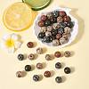 40Pcs 5 Colors Printed Schima Wood Beads WOOD-FS0001-47-8