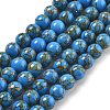 Synthetic Gold Line Turquoise Beads Strands G-A255-A03-01A-1