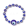 Handmade Evil Eye Lampwork Round Beads Stretch Bracelets for Men Women BJEW-JB11986-2
