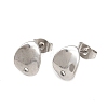 Non-Tarnish 304 Stainless Steel Oval Stud Earring Findings X-STAS-R063-39-1