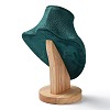 Velvet Bust Necklace Display Stands with Wooden Base LS-ODIS-Q041-02A-01-3