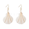 Copper Wire Wrapped Natural Scallop Shell Dangle Earring for Women EJEW-JE04721-3