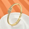 Brass Micro Pave Clear Cubic Zirconia Hinged Bangles for Women BJEW-K274-05G-3