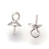 925 Sterling Silver Cup Pearl Bail Pin Pendants STER-P045-01P-6mm-2