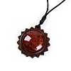 Glass & Wood Pendant Necklaces NJEW-JN02336-M-3