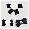 ANATTASOUL 4Pcs 4 Style Polyester Camellia Bow Tie Neck Tie Lapel Pins JEWB-AN0001-03-3