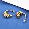 304 Stainless Steel Two Tone C-Shaped Stud Earrings EJEW-K268-78GP-2