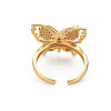 Clear Cubic Zirconia Butterfly Cuff Ring RJEW-N035-073-NF-2