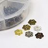 1 Box 6 Color Tibetan Style Alloy Flower Bead Caps TIBE-X0010-RS-B-3
