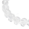 Natural Quartz Crystal Round Beaded Stretch Bracelet with Bullet Charms BJEW-JB09018-03-5