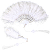 Plastic & Feather Fan Staves Design AJEW-WH20064-47B-1
